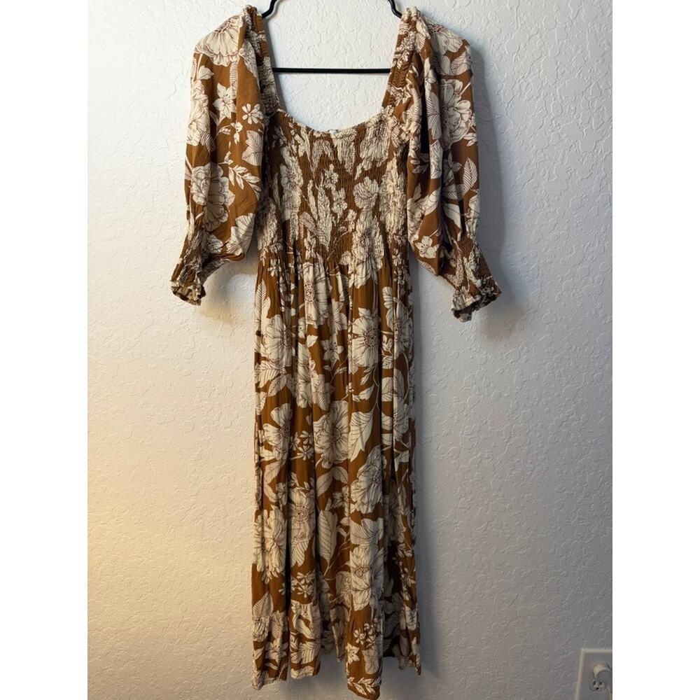 Petal & Pup Floral Smocked Maxi Dress Women’s US 6 Brown
